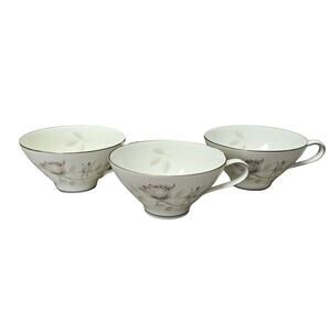 Rosenthal Germany Rose Leaf Pattern Set of 3 Tea Cups Continental Print 3436